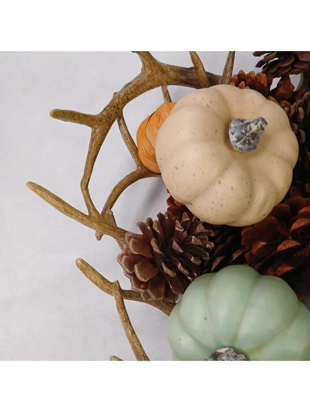 Rustic Faux Antler Bowl Centerpiece Fall Decor Pinecones Mini Pumpkins Autumn